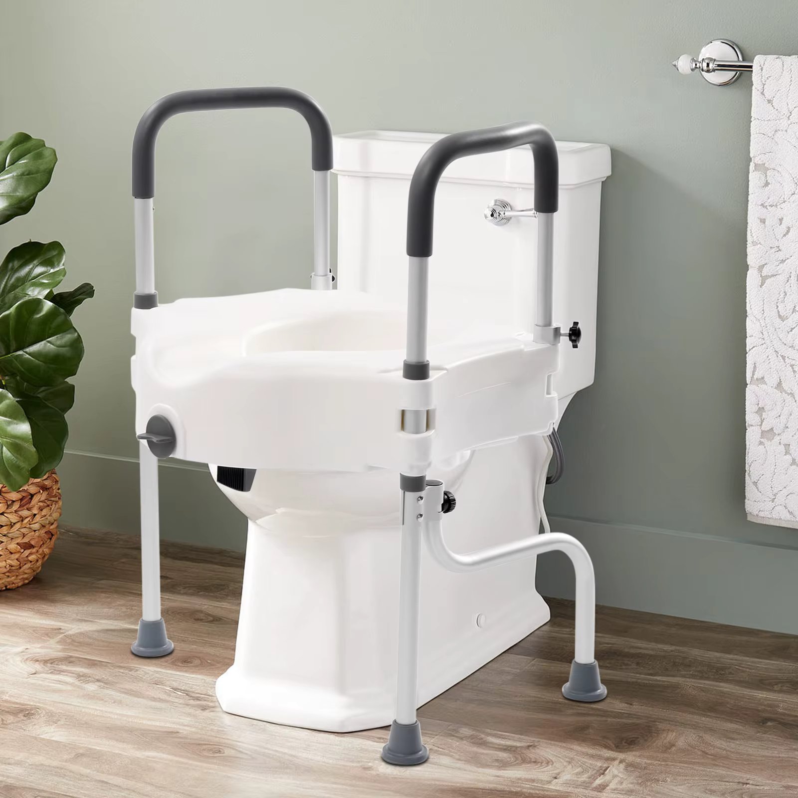 Adjustable Standing Frame Toilet Seat Raiser Elevated Toilet Seat For Elder Safety & Disable 150kg