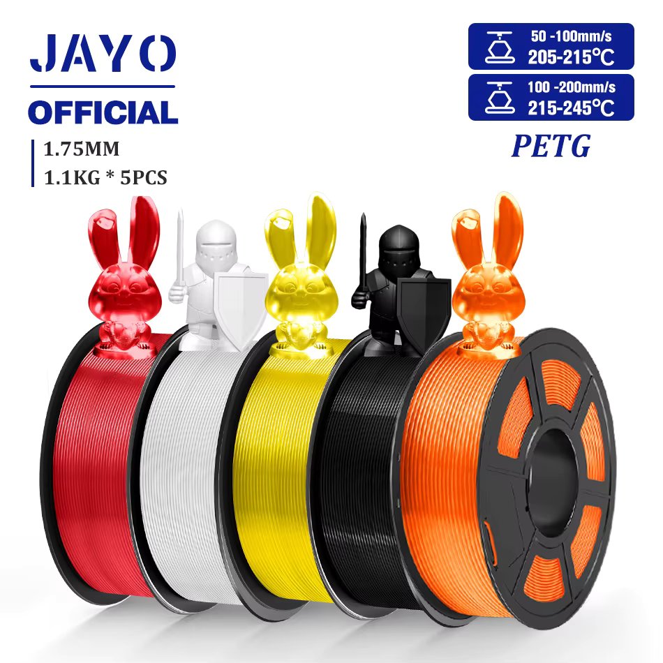 JAYO PETG Filamanet 1.75MM 5Rolls/set 3D Printer Filament PETG Neatly Wound 3D Printing Material For FDM 3D Printer