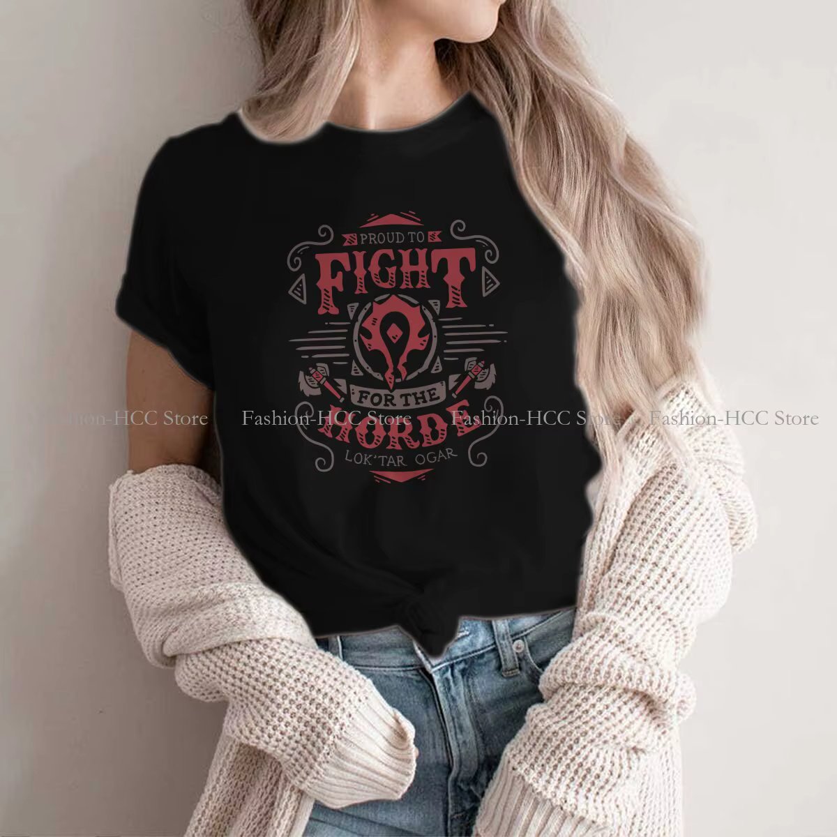 World of Warcraft Polyester TShirt for Women Fight for the Horde Basic Casual Sweatshirts T Shirt High Quality Trendy