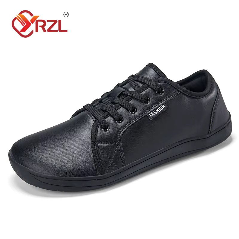 YRZL Minimalist Shoes for Men Wide Toe Barefoot Zero Drop Shoes Casual Artificial Leather Lightweight Walking Sneakers