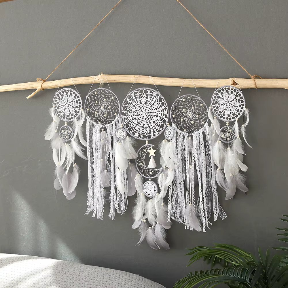 5pcs Bohemian Dreamcatcher Set - Large Wall Hanging For Bedroom, Wedding, Christmas Decor - Pretty And Decorative Ornaments