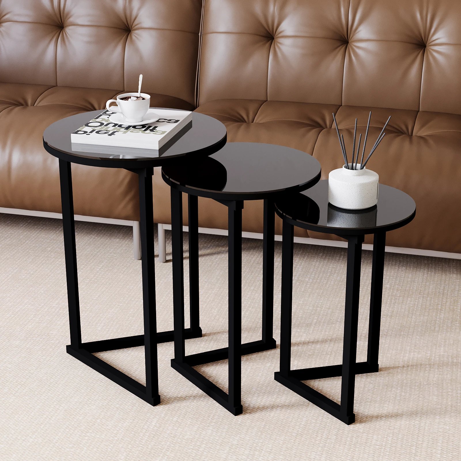 3pcs round glass
