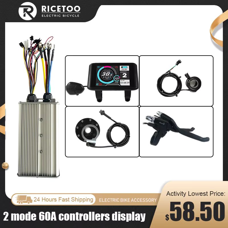 60A Sinewave Dual Mode Controller 48V 52V 60V 72V Compatible1000W 1500W 2000W 3000W Hub Motor