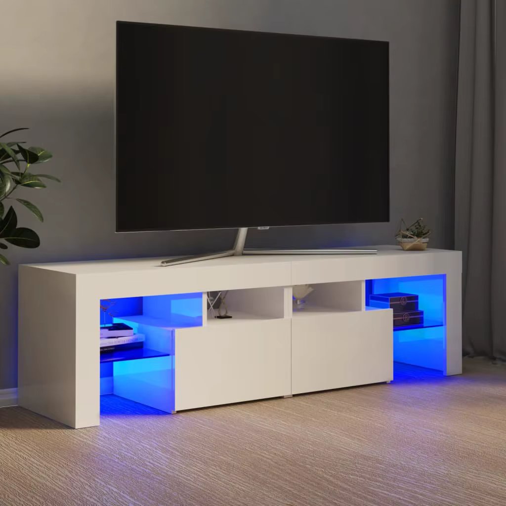 TV-Schrank mit LED-Beleuchtung Hochglanz-Wei? 140x36,5x40 cm