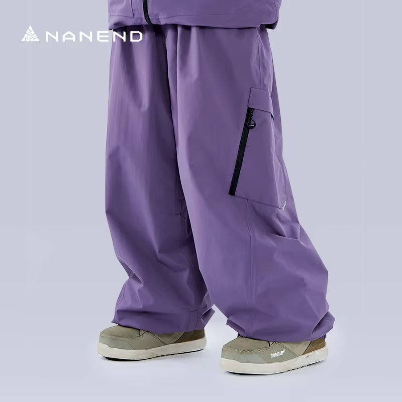 Nan'en 2024 New Snowboard Ski Pants Women's 3L Full-pressure Glue Loose Waterproof Professional Thickened Men's Ski Pants