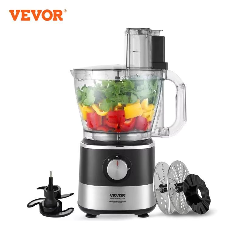 VEVOR Food Processor 14-Cup Vegetable Chopper for Chopping Mixing Kneading Dough 600 Watts Stainless Steel Blade Professional 