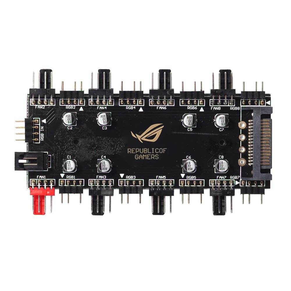 1 to 8 Splitter RGB PWM Hub PC Speed Controller Adapter Dimming Temperature Control for ASUS/MSI/GIGABYTE/ASRock Motherboards