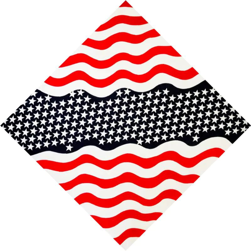 50x50CM Unisex Cotton Sport Pocket Square Scarf American Flag Stripes Star Print Headband Bandana Hip-Hop Wristband Hair Wrap