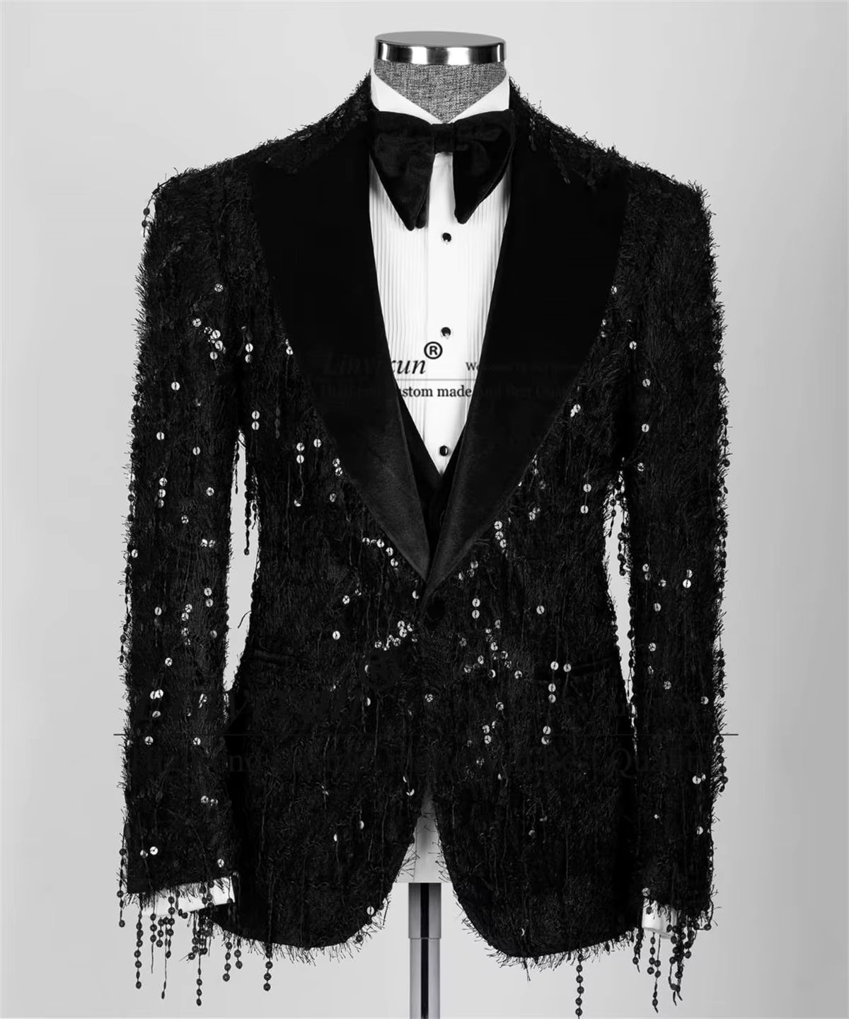 Glitter Sequin Groom Wedding Tuxedo Peaked Lapel Men Suit 3 Pieces Sets Dinner Party Male Prom Blazers Customized Coustome Homme