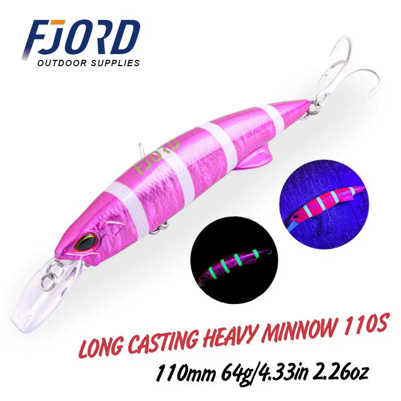 FJORD Glow UV 110mm 64g Sinking Hard Baits Fishing Lure Long Casting Sea Depth Saltwater Trolling Lures Swimbaits Fishing Items