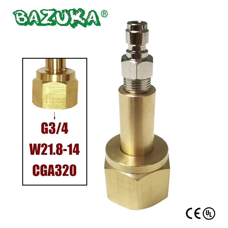 HPA CO2 Carbon Dioxide Tank CGA320 G3/4 W21.8 Nut Nipple Fittings 8mm Quick Disconnect Coupler Soda Maker