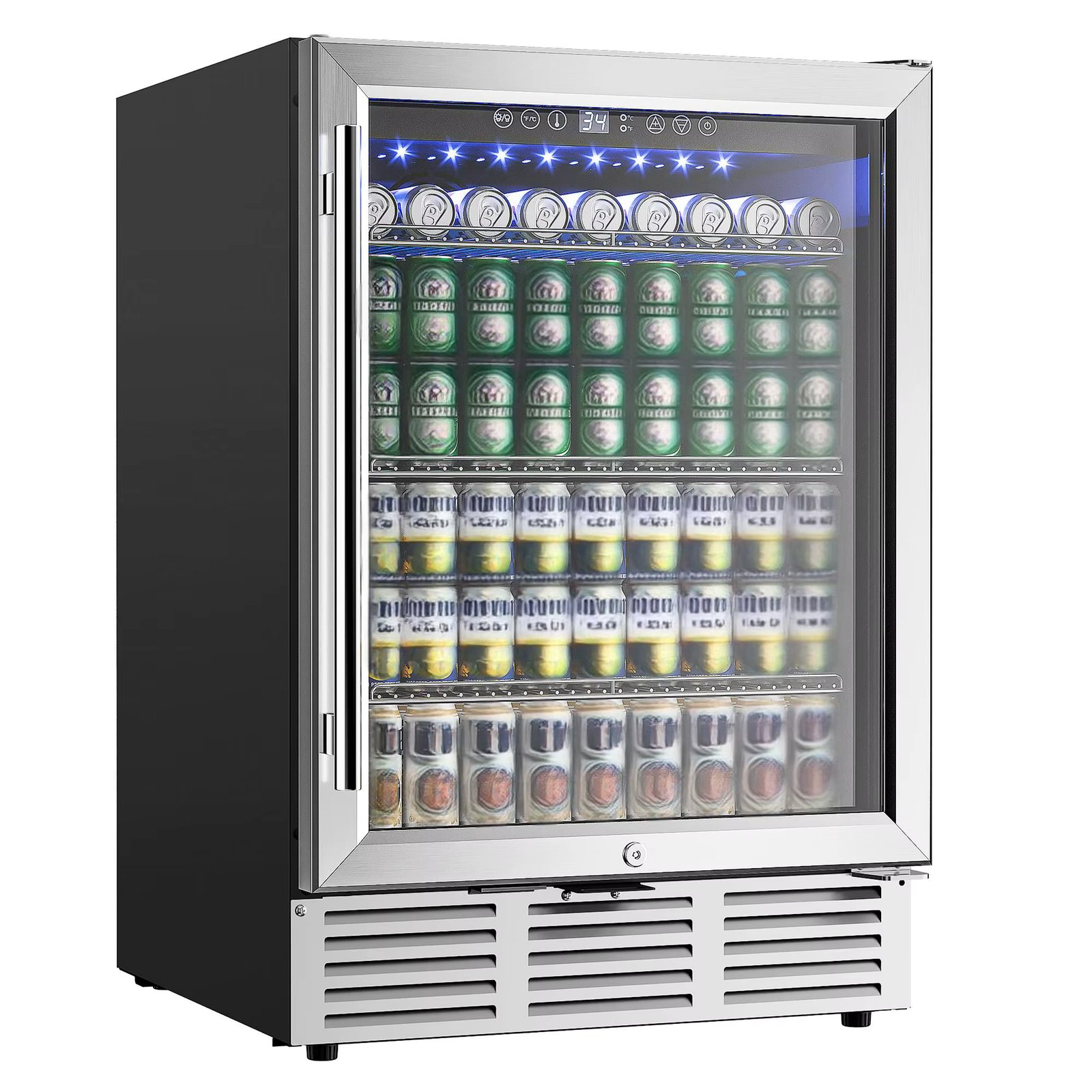 Beverage Refrigerator 24Inch 180 Can Built-in Beverage Cooler Under Counter Beer Fridge Soda Water Wine For Kitchen Bar Office