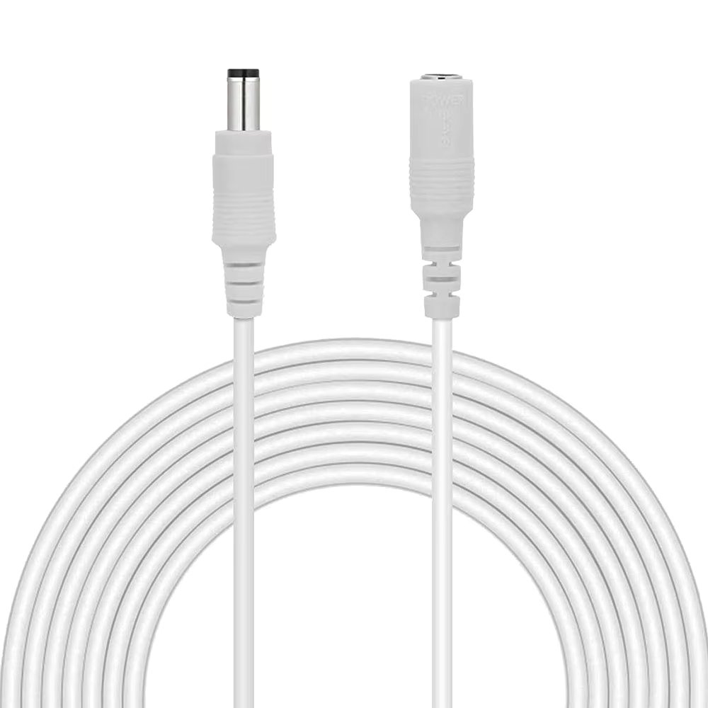 DC Power Extension Cable 12V White Cable Connector 2M 3M 5M 10M 20M Extender Cord 2.1x 5.5mm Female to Male For LED Strip Camera