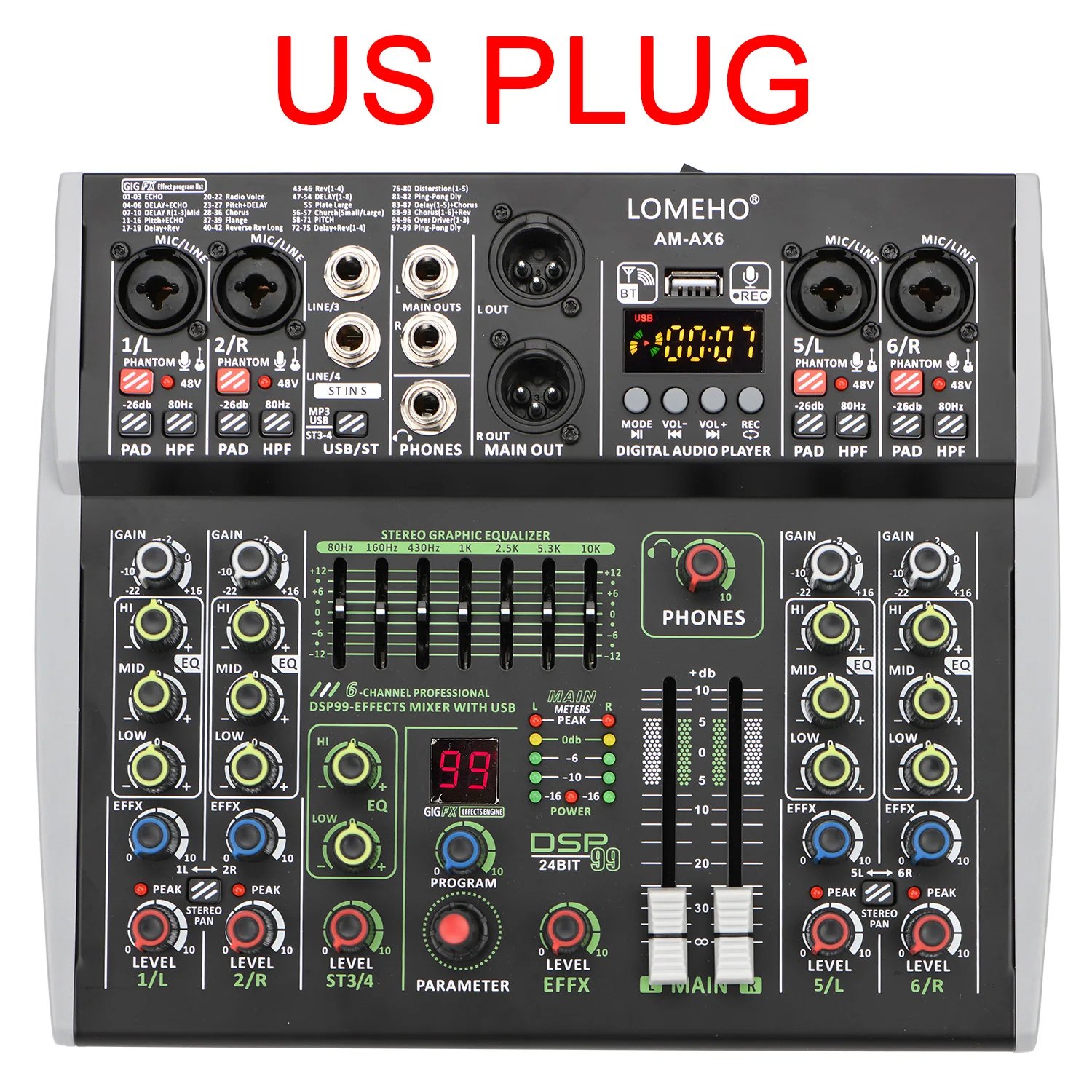 6 Channel US PLUG