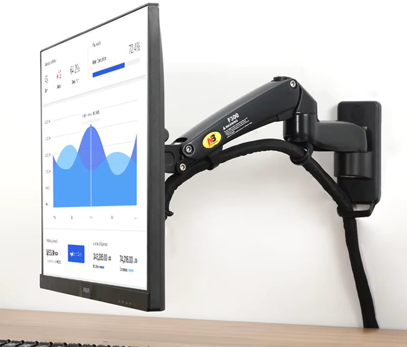 New NB F300 F150 Gas Spring 24-35 inch LED TV Wall Mount Monitor Holder Ergonomic Mount Arm Max. VESA 100*100mm Loading 3-12kgs
