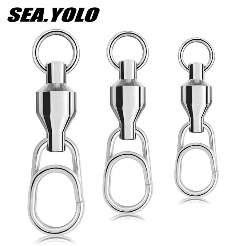 Sea.Yolo 10pcs/pack Figure 8Ring Connector Stainless Steel High Speed ​​Ball Bearing Fishing Swivel Oval Pin Fishing Accessories