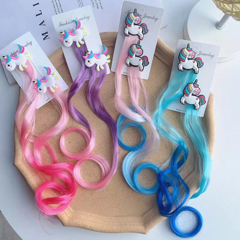 1pc Children Unicorn Fake Hair Twist Braid Headdress Hair Clips Colorful Hairpins Hair Accessories Kids Girls Hairclip Barrettes