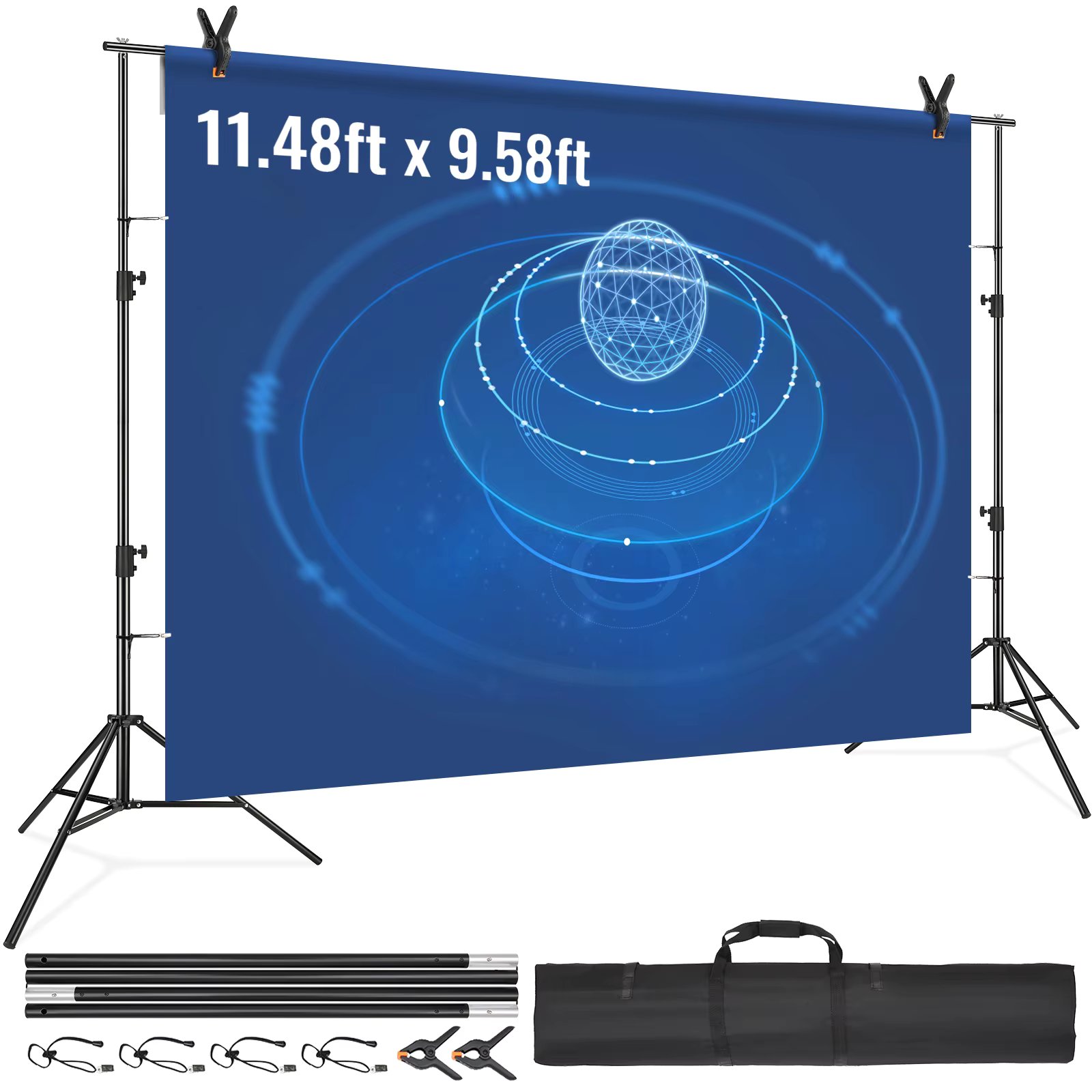 VEVOR 12 x 10 ft/10ft x 10ft  Heavy Duty Backdrop Stand Height Adjustable Photography Backdrop Stand for Party Wedding Display