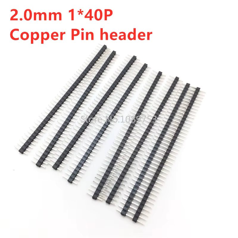 10PCS/Lot 2.0mm 40 Pin Male Single Row Pin Header Strip 1*40P 2mm Male Pin Header Connector Copper