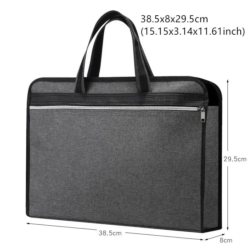 Thickened Double Layer Business Briefcase Multifunctional Waterproof Zipper Pouch Solid Color Large Capacity Package Accessories