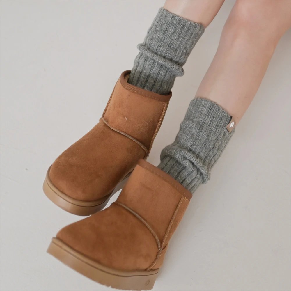 Ribbed Wool Leg Warmers_Gray