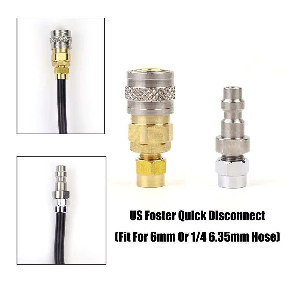 HPA (US Foster) 23-2 Male / 2302 Female Quick Disconnect QD Push-In Plug Fitting to 6MM - 6.35MM OD Hose