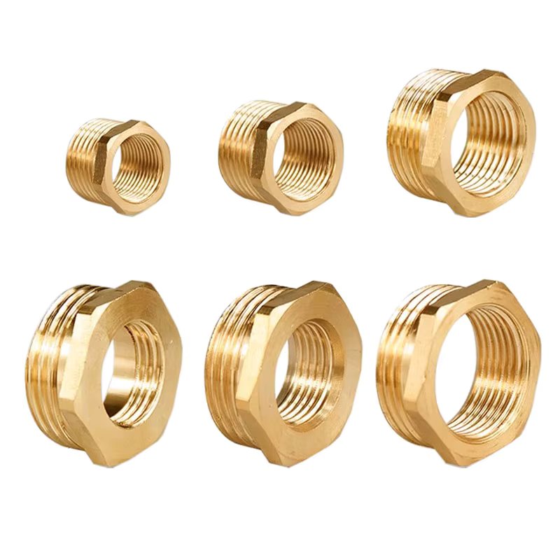 Brass Hex Bushing Reducer Pipe FittingM5 1/8 1/4 3/8 1/2 3/4 G1 Threaded Reducing Copper Water Gas Adapter Coupler Connector