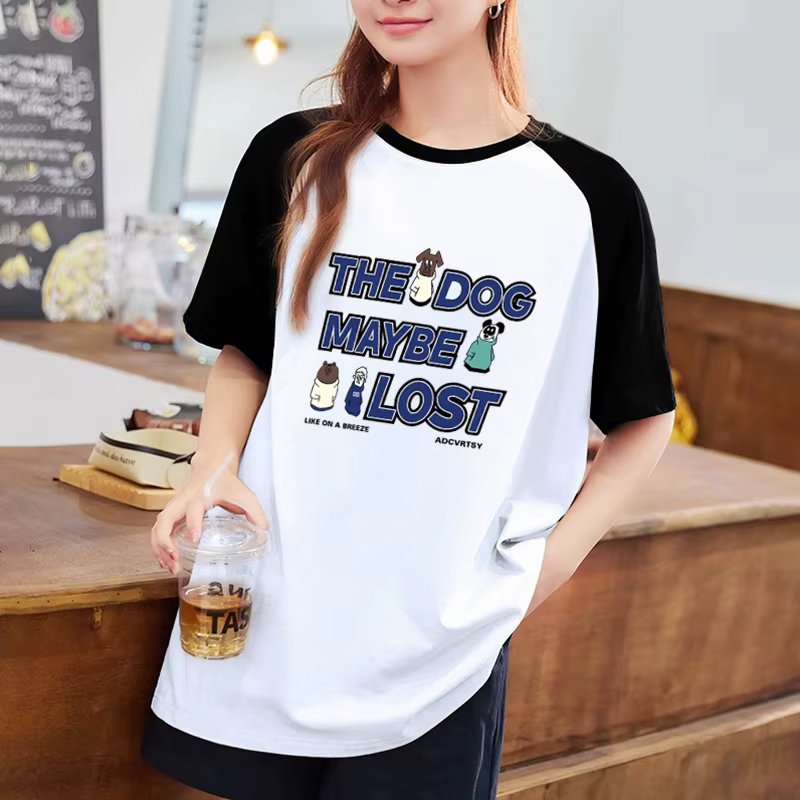 Male and Female Academy Nalang Nao 100% comfortable overfit character English T-shirt Daily Lookong T M ~ 2XL self-made TS2872