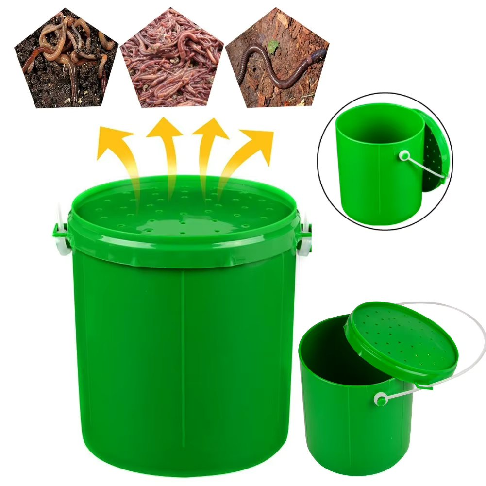 Live Earthworm Box Plastic Worm Lures Container Portable Handle Storage Fishing Bait Tackle Storage Case Tool Fishing Gear