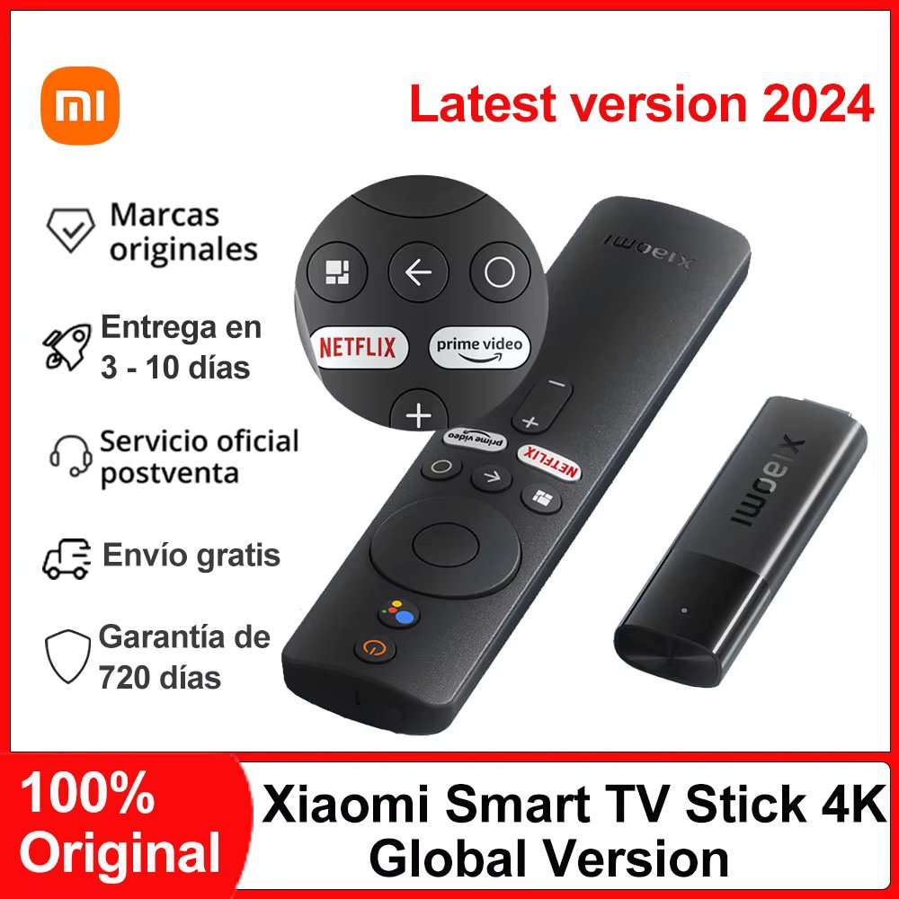 2024 New Xiaomi Smart TV Stick 4K, Netflix Google Assistant, Android TV 11 BT5.0 WiFi Portable Streaming Media, Smart TV Dongle