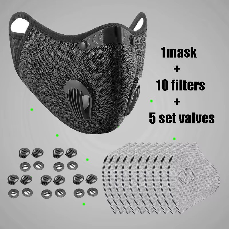 Cycling Face Mask Sport Washable Reusable with Filter Dust MaskSummer Facemask for men Bandana Actived Carbon Filters