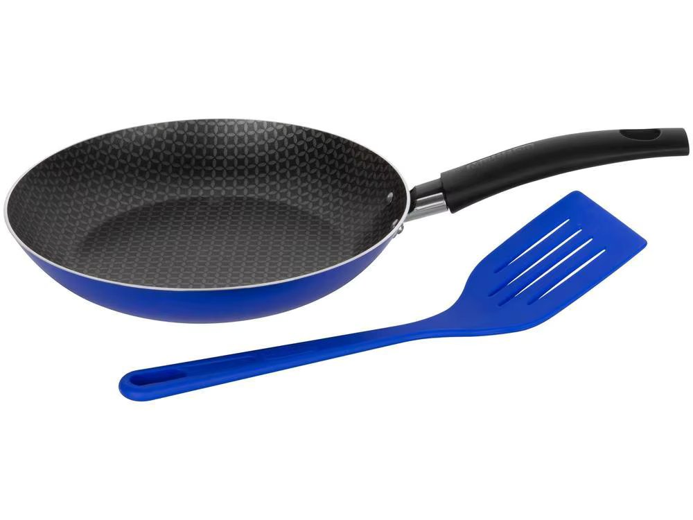 22cm Blue Color Aluminum Multiflon Nonstick Frying Pan with Spatula