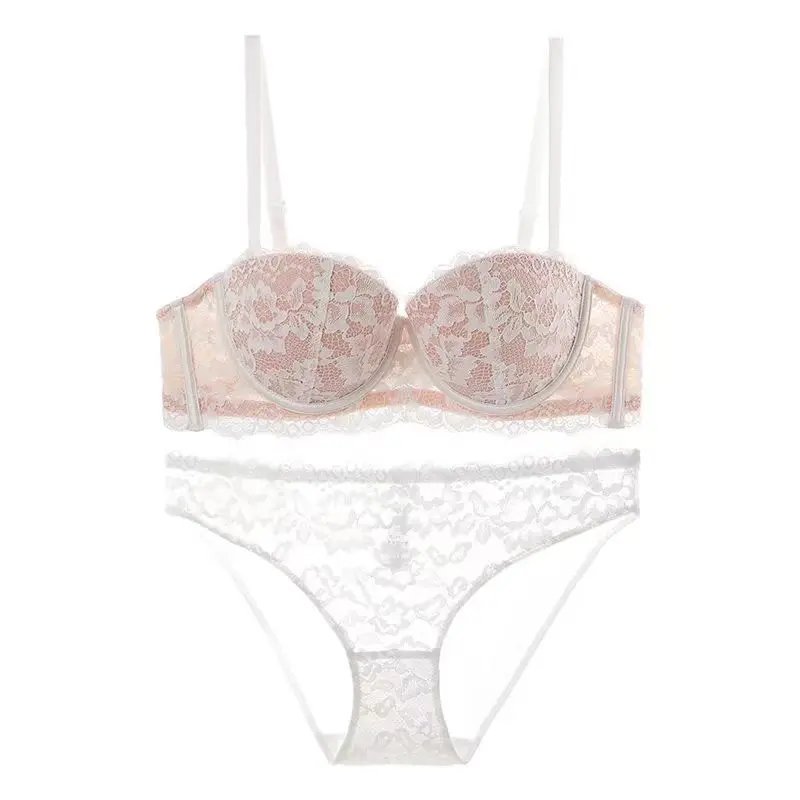 Women's Bra Briefs Set Sexy Lace Brassiere Fashion Push Up Bra Girl Soft Steel Ring Small  Underwear Female Sexy Lingerie Suit