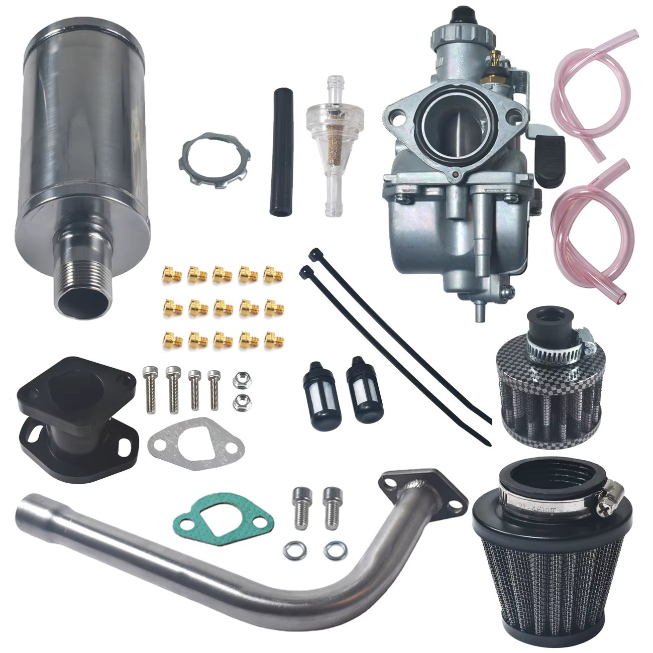 VM22 Carburetor Intake Manifold Exhaust Pipe Muffler Kit For Predator 212cc GX160 GX200 6.5hp Go Kart