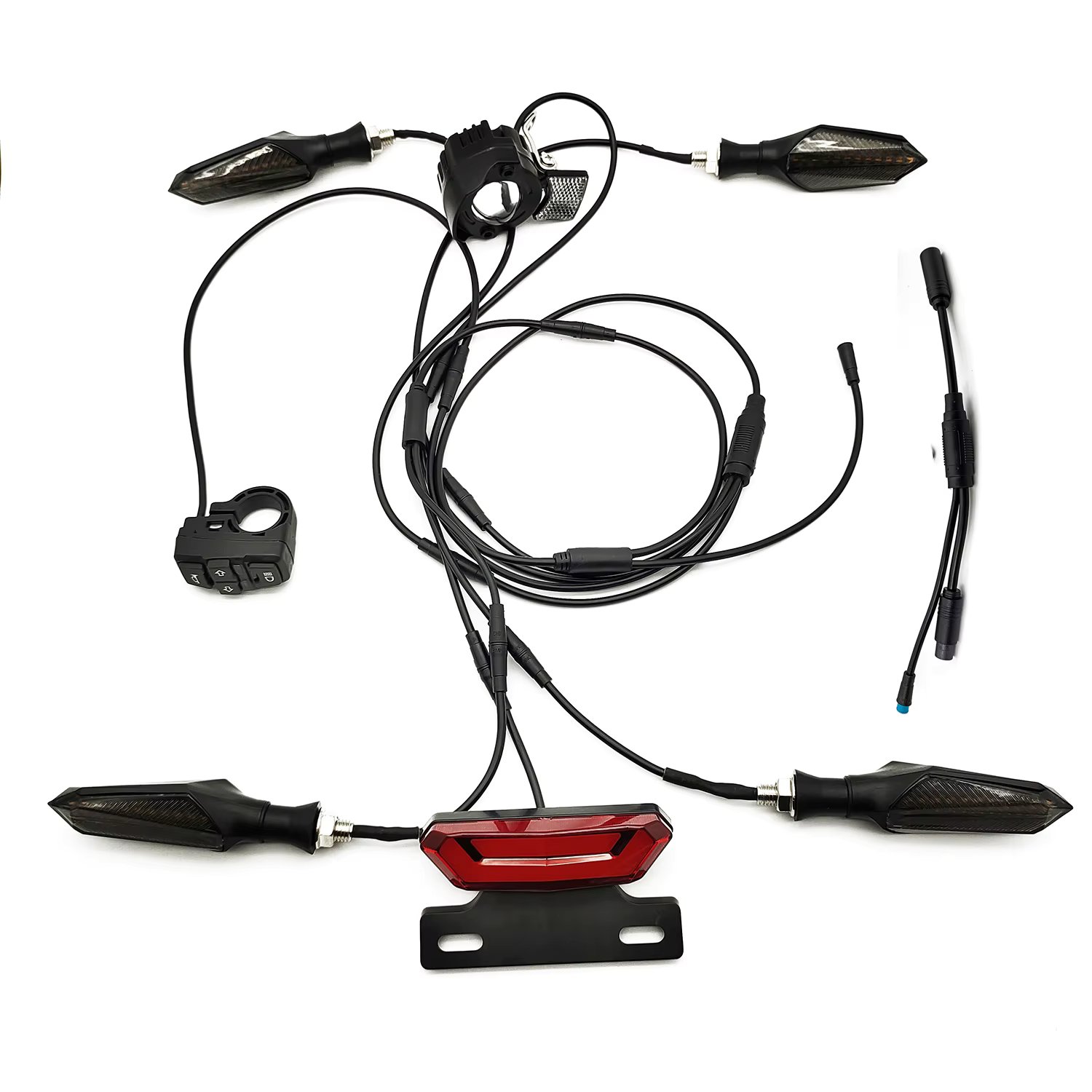 Electric Bicycle Waterproof Cable Light Set Front Rear Flashing Dynamic Turn Signals 24V 36V 48V 52V 60V For BAFANG KUNTENG