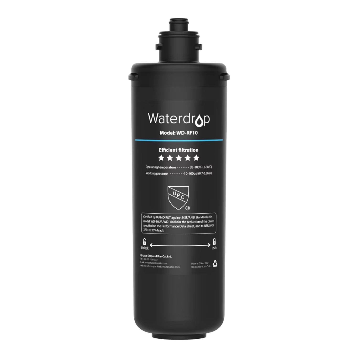 Waterdrop RF10 Replacement Filter Cartridge for 10UA/10UB Under Sink Water Filter,NSF/ANSI 42 Certified