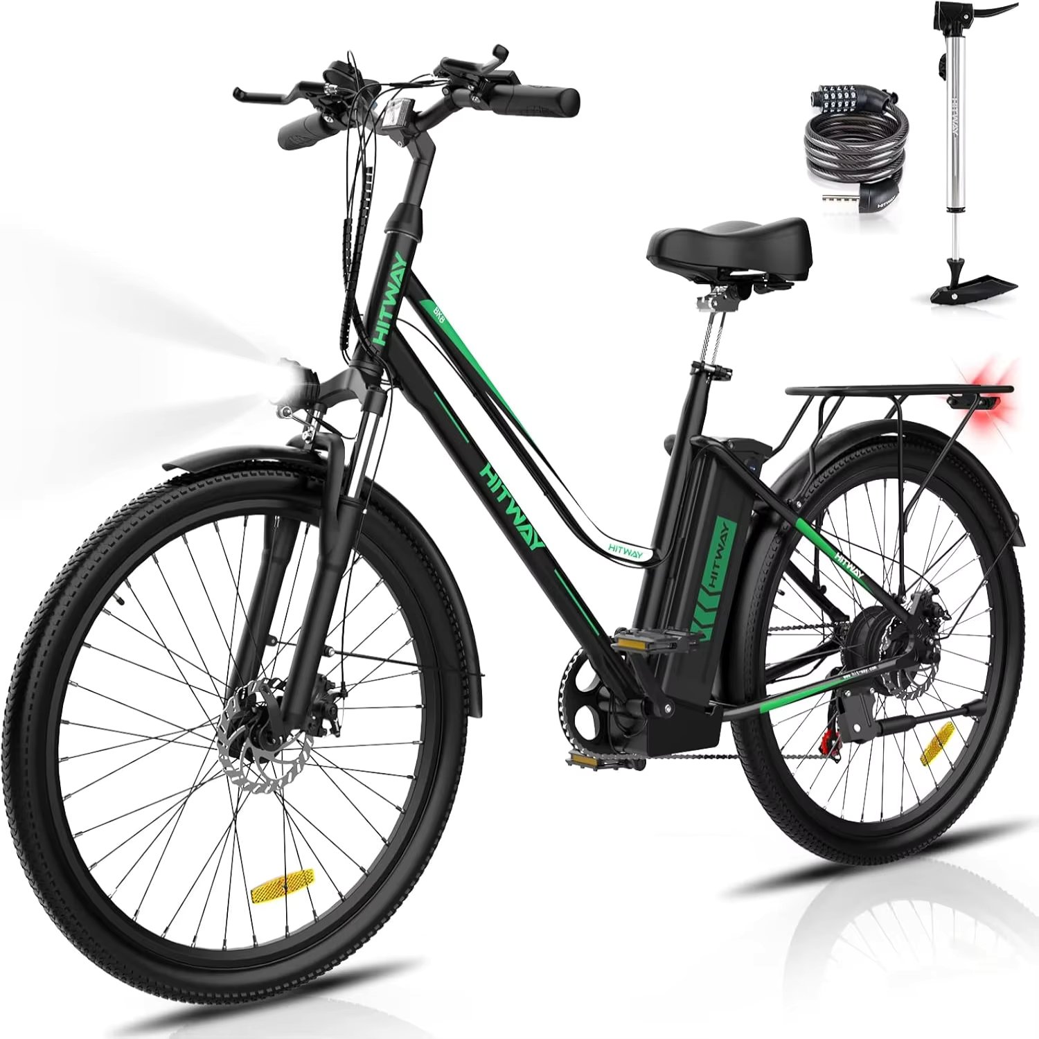 HITWAY Electric Bike 26" E-bike Electric city bike for Adult with 250W motor 7 gear 36V12AH removable lithium battery 35-90km