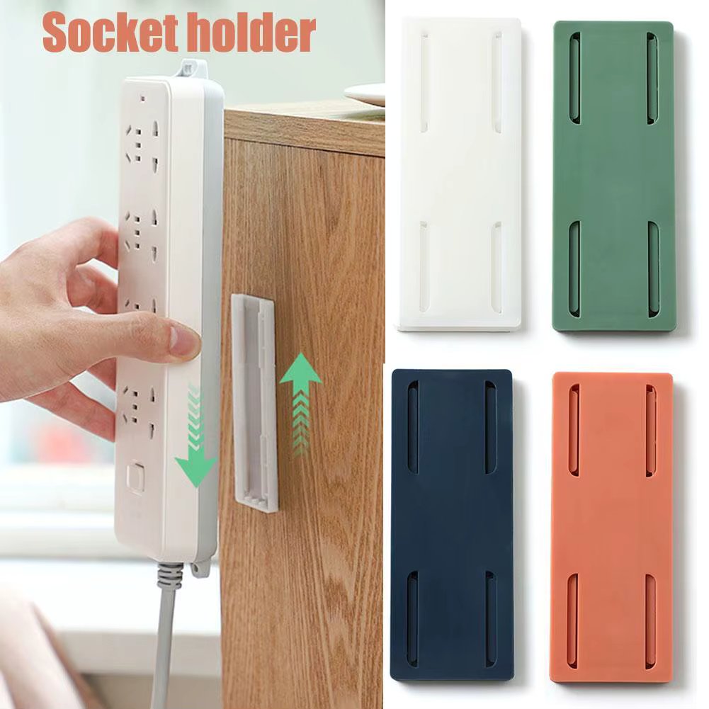 Socket Paste Holder Plug Fixer Wall-Mounted Power Strip Holders Sticker Punch-free Plug Multi-Purpose Hooks Dropshipping