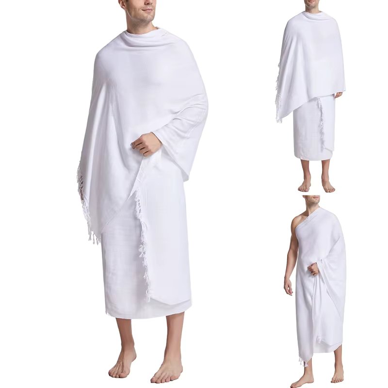 Ihram Pilgrimage Towel for Arab Mecca Hajj Clothes Men Islamic Ramadan Prayer Worship Costumes Shawl Jubba Thobe