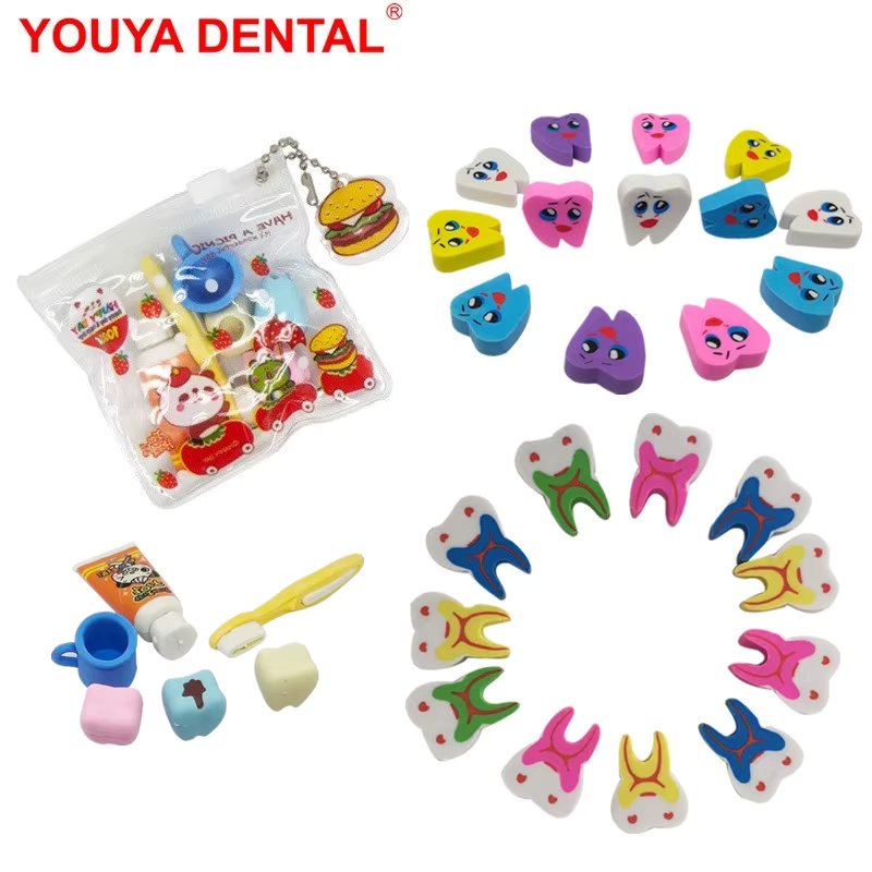Cartoon Dentistry Accessories Gift Dental Dentist Gifts Mini Pencil Eraser Rubber Novelty Kids Student   Children Kawaii Erasers