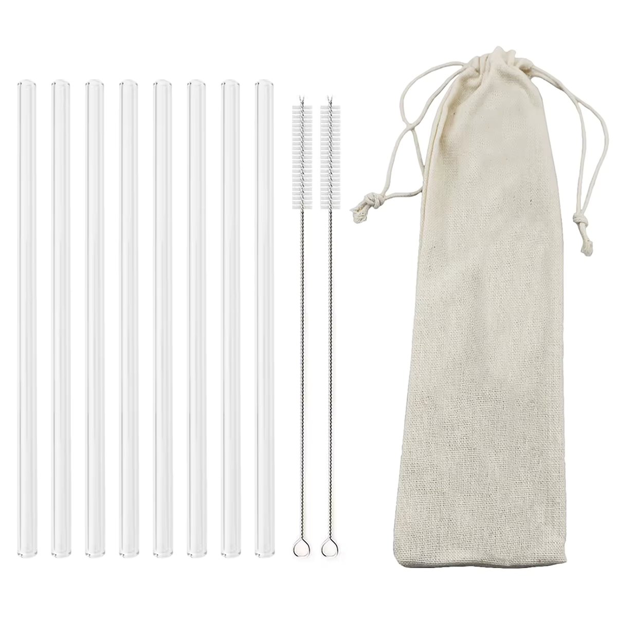 8Pcs Straight White