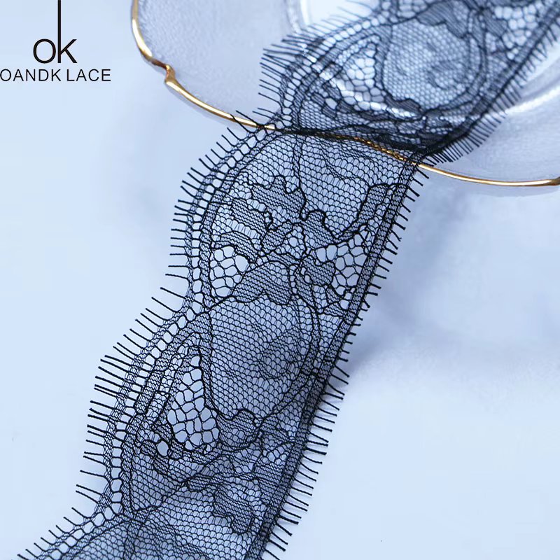 3 YARD White，black eyelash lace trim 6cm wide lace fabric handmade DIY garment accessories