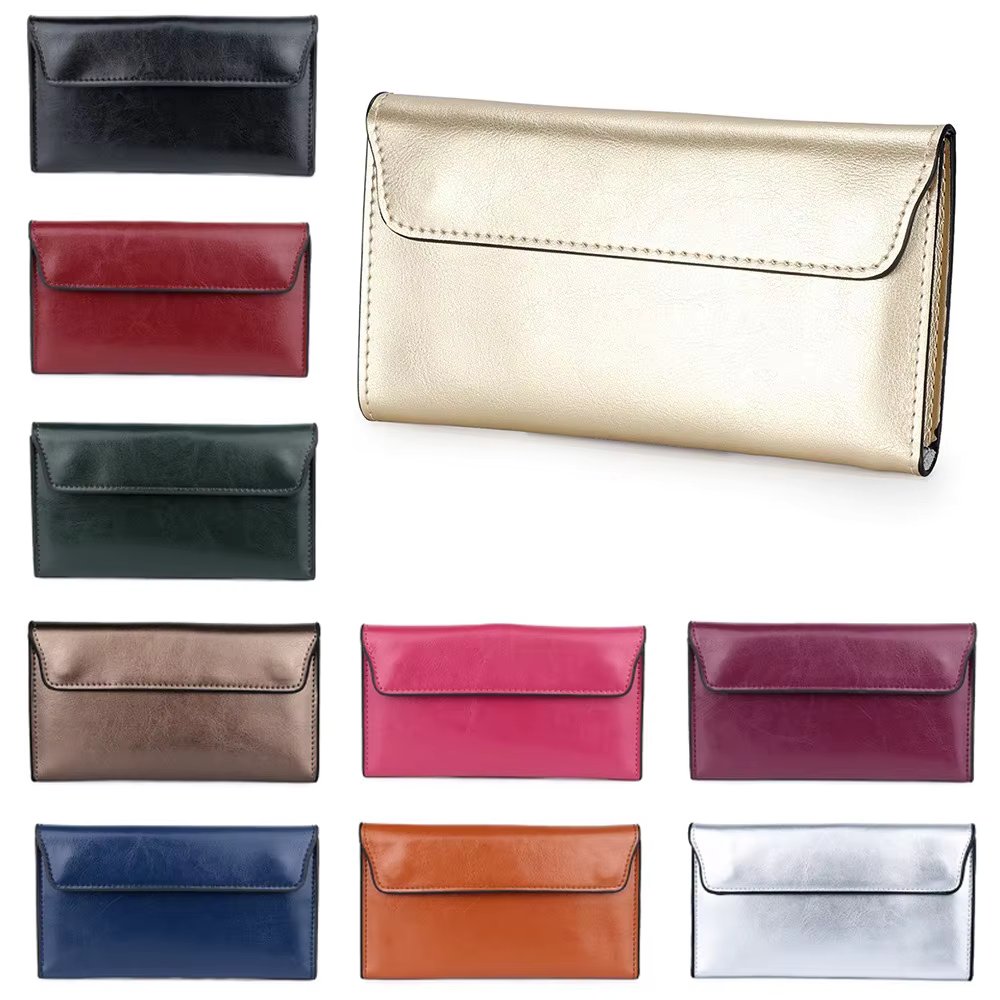 Portable Clutch Bag Cowhide Wallet Slim Genuine Leather Women Long Wallet Large Capacity Female Coin Purse for Women