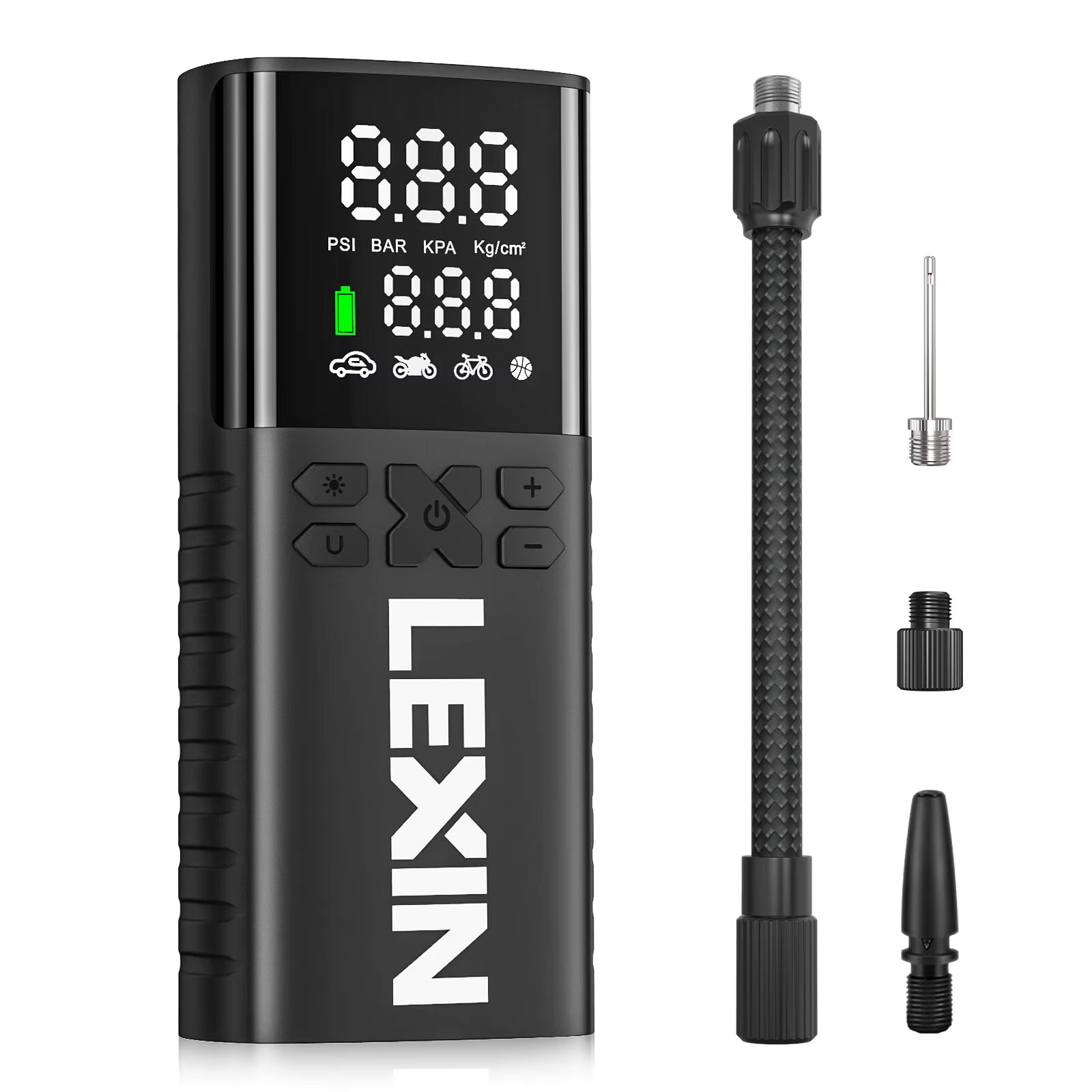 Lexin P4 Smart Air Pump 4000mAh for Motorcycles Tire Inflator Bicycle Boat with LED Digital&Preset Pressure Inflation