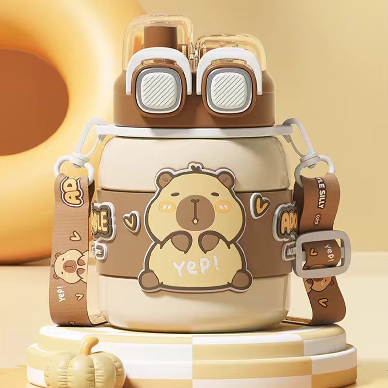 620ML Capybara Cartoon Stainless Steel Coffee Cup Travel Thermal Mug Leak-Proof Thermos Bottle Tea Coffee Mug Insulated Cup Gift