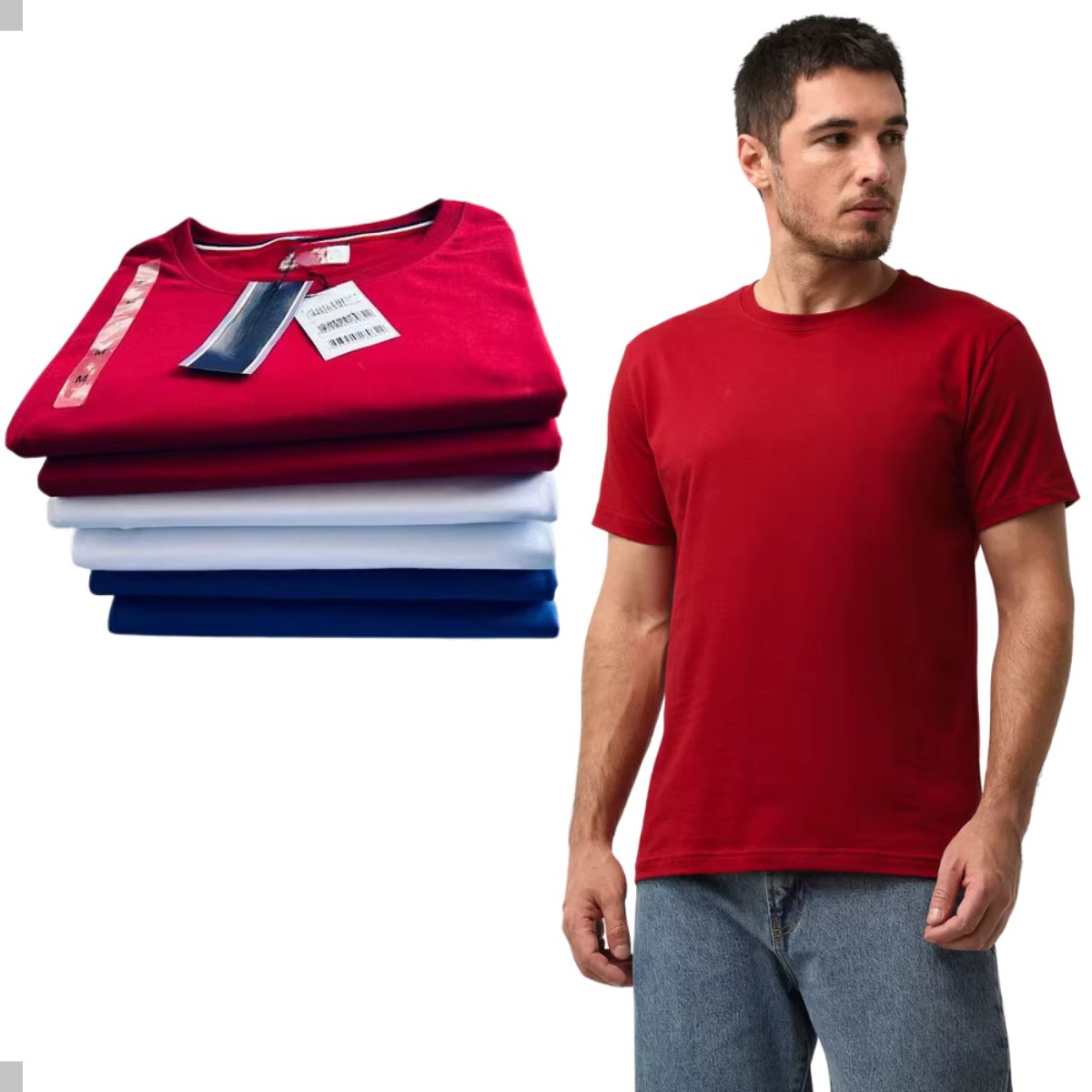 KIT 6 CAMISETAS BASICAS GOLA REDONDA MASCULINA PLUS SIZE