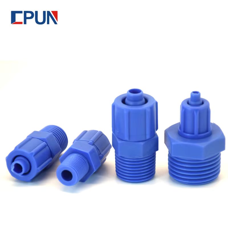 Pneumatic Fittings Corrosion Resistance Gas Pipe Plastic Connector 6/8/10/12mm Blue External Thread 1/8" 1/4" 3/8“ 1/2” Straight