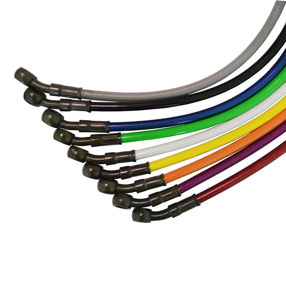 10mm 28 Degree Motorcycle Dirt Bike Braided Line Steel Brake Hose Cable Hydraulic Banjo Pipe 270mm-1500mm for Universal Racing