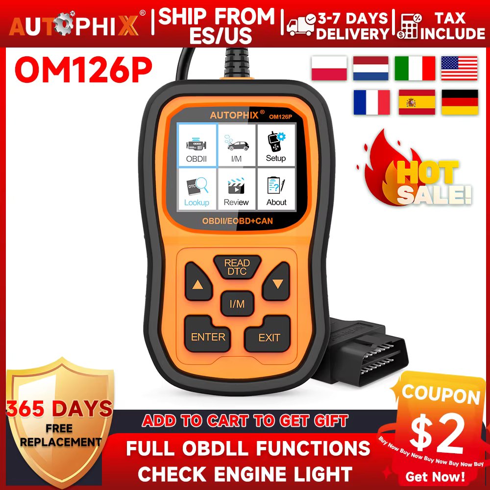 Autophix OM126P OBD2 Scanner Code Reader Automotive Scanner EOBD JOBD Universal Scan Tools OBD2 Car Engine Analyzer