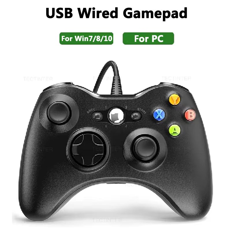For PC Computer USB Wired Game Controller Gamepad Windows 7 / 8 / 10 with Dual Vibration Not for Xbox 360 Joypad Controle